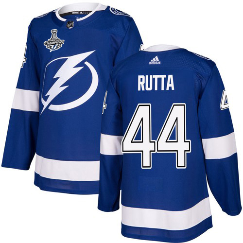 Adidas Tampa Bay Lightning Men #44 Jan Rutta Blue Home Authentic 2020 Stanley Cup Champions Stitched NHL Jersey